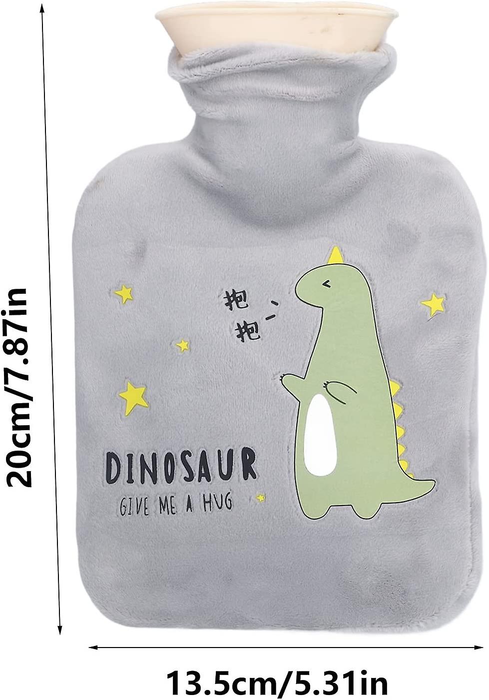 500ml Cartoon Dinosaur Hot Water Bottle， Thickened Leak Proof Hot Water Bag For The Treatment Of Muscle Soreness(blue)