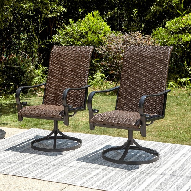 7pc Outdoor Dining Set With Steel Rectangle Table With Rattan Chairs Captiva Designs