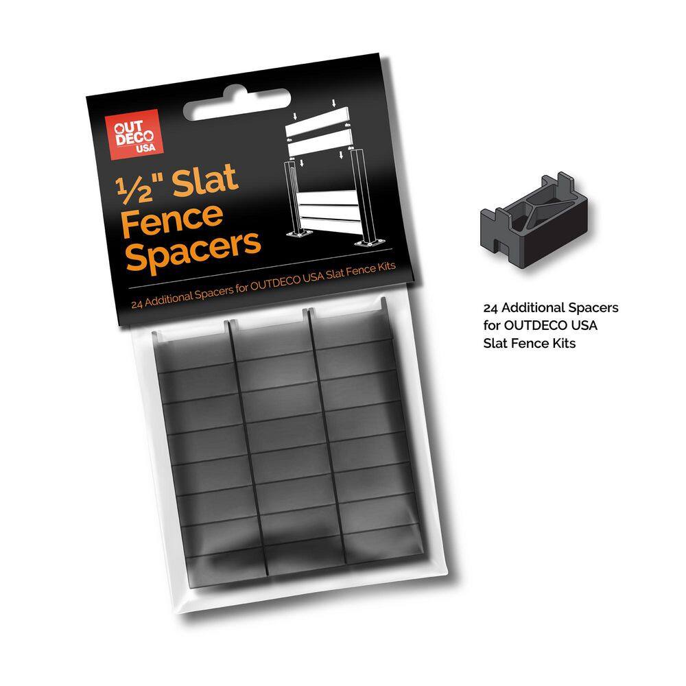 OUTDECO 12 in. x 1 in. Black Polymer Slat Fence Spacers (24-Pack) ODSP24