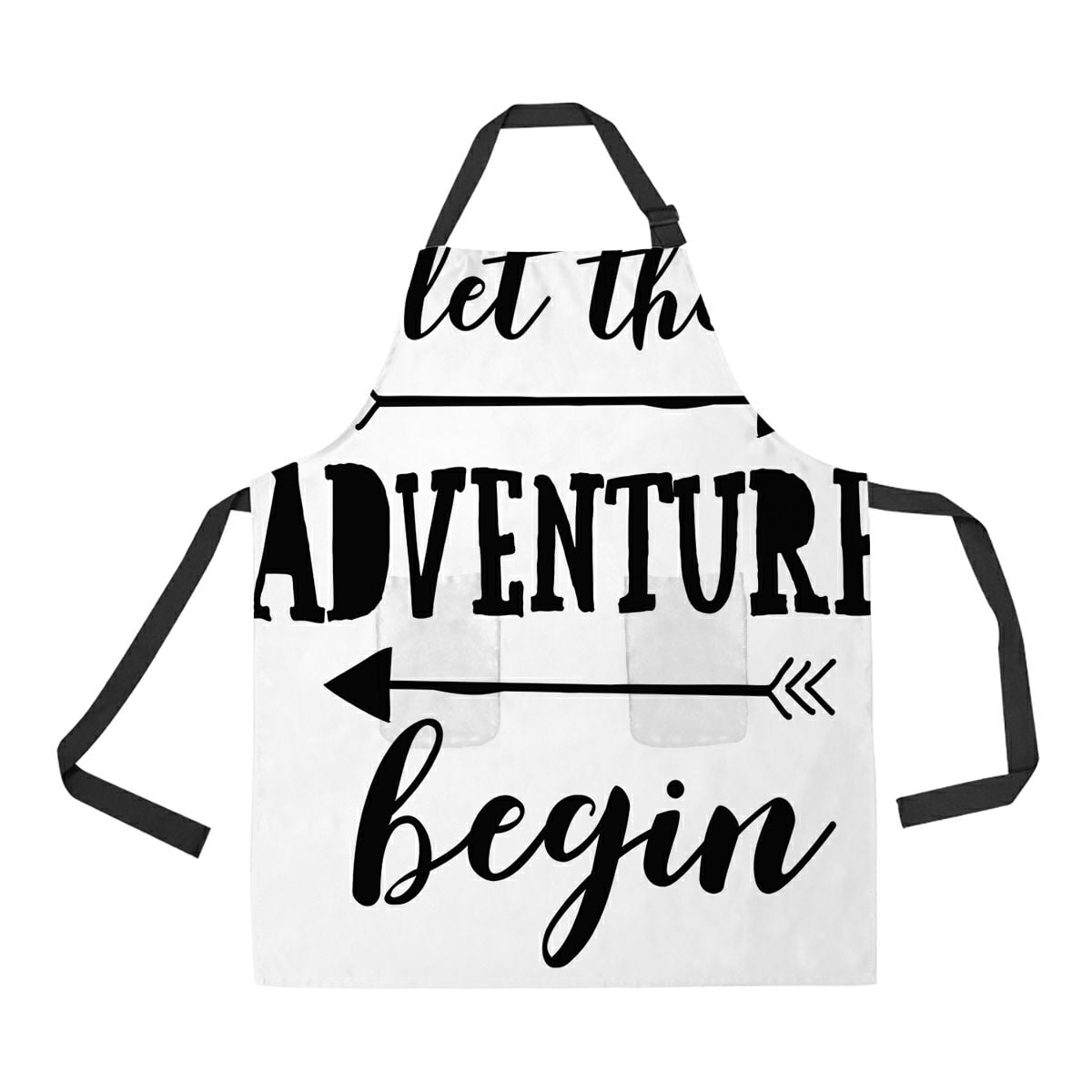 ABPHQTO Let The Adventure Begin Slogan Apron Home Kitchen Apron with Pockets