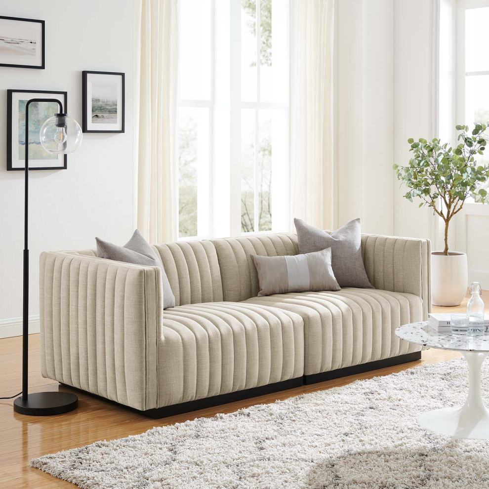 Conjure Channel Tufted Upholstered Loveseat   Transitional   Loveseats   by Modway  Houzz