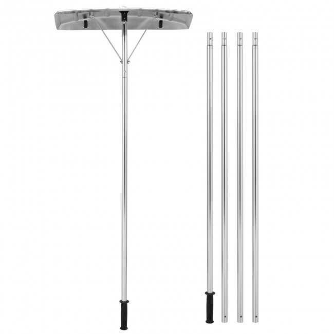 4.8 20 Feet Sectional Snow Roof Rake with Reinforced Aluminum Poles   25\