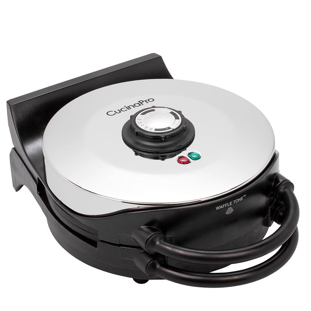 CucinaPro Classic Round 4-Waffle Black Belgian Waffle Maker 1476