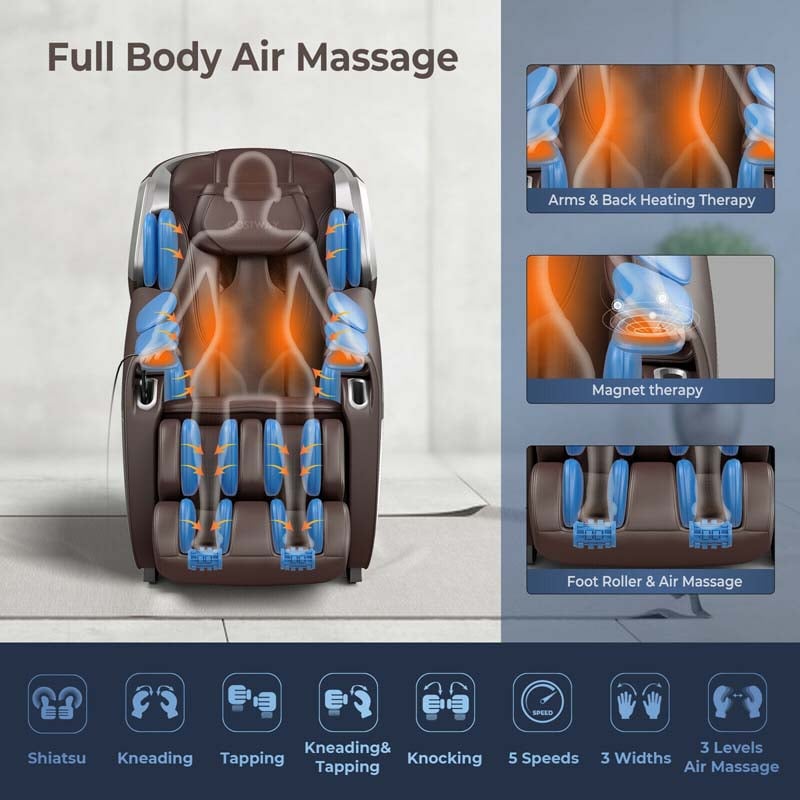 SL Track Full Body Massage Chair Zero Gravity Massage Recliner with LED Mood Lights