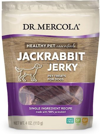 Dr. Mercola Jackrabbit Jerky Dog Treats， 4-oz bag