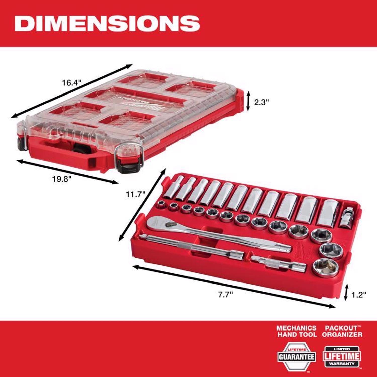 MW Packout 3/8 in. drive SAE Ratchet and Socket Set