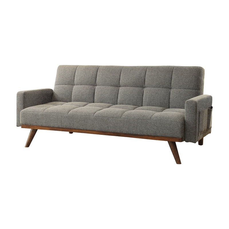 Allora Mid-century Modern Fabric Futon Sofa in Gray