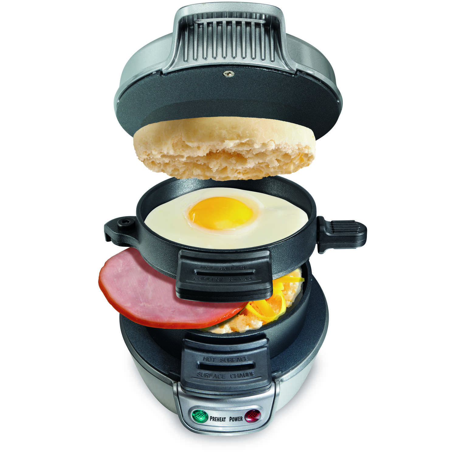 Hamilton Beach 5.6 in. L X 6.3 in. W Metal Nonstick Surface Gray/Black Breakfast Sandwich Maker