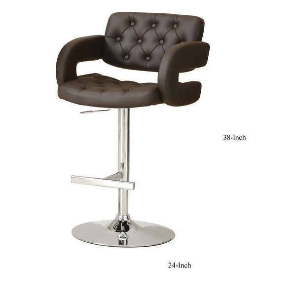 Comfortable Adjustable Height Barstool， Brown