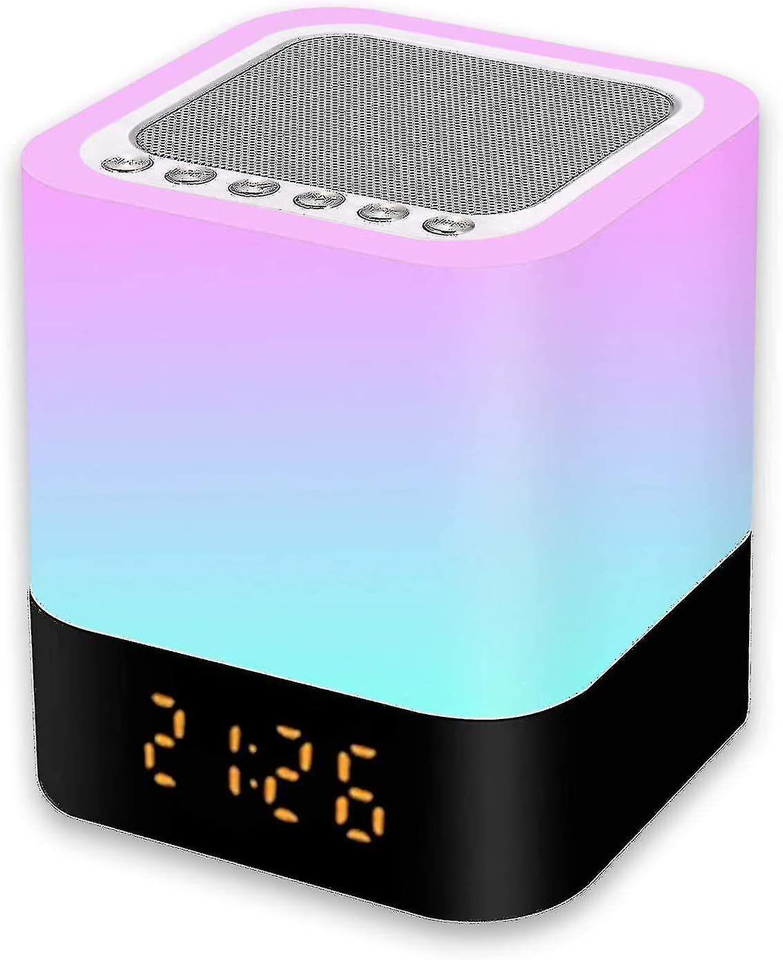 Night Light With Bluetooth Speaker， 5 In 1 Touch Lamp With Color Change， Rgb Dimmable Digital Alarm