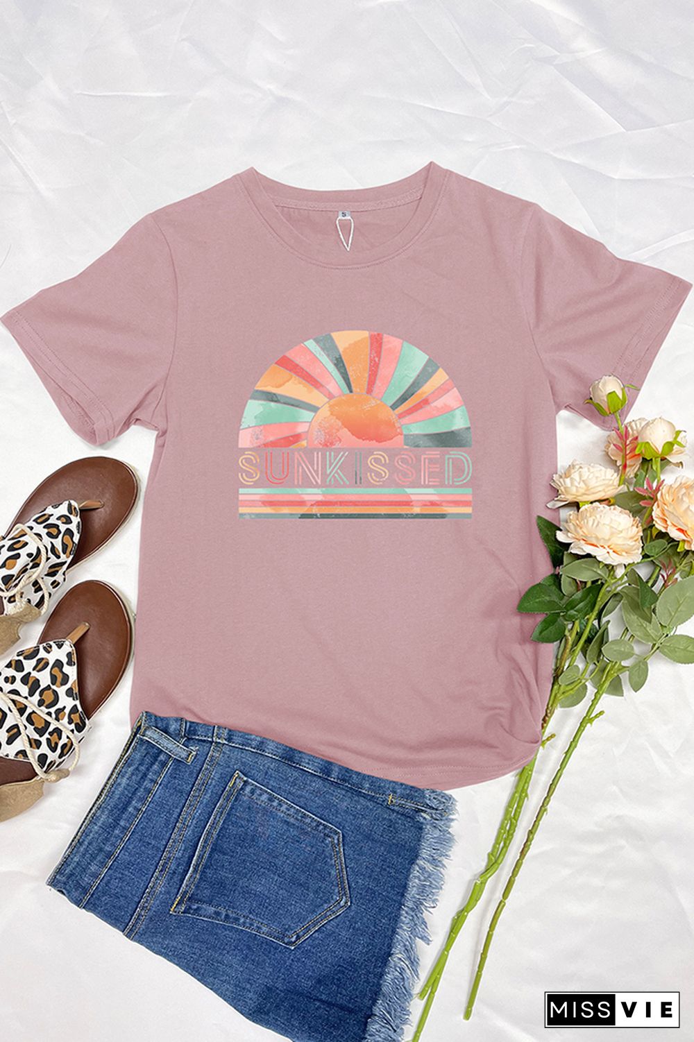 Rainbow Sunkissed Sleeve Graphic Tee Wholesale