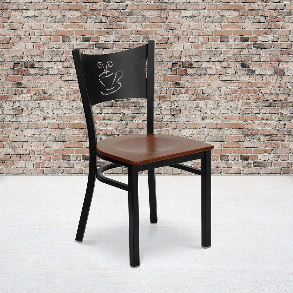 2 Pack Coffee Back Metal Restaurant Chair   17.25\