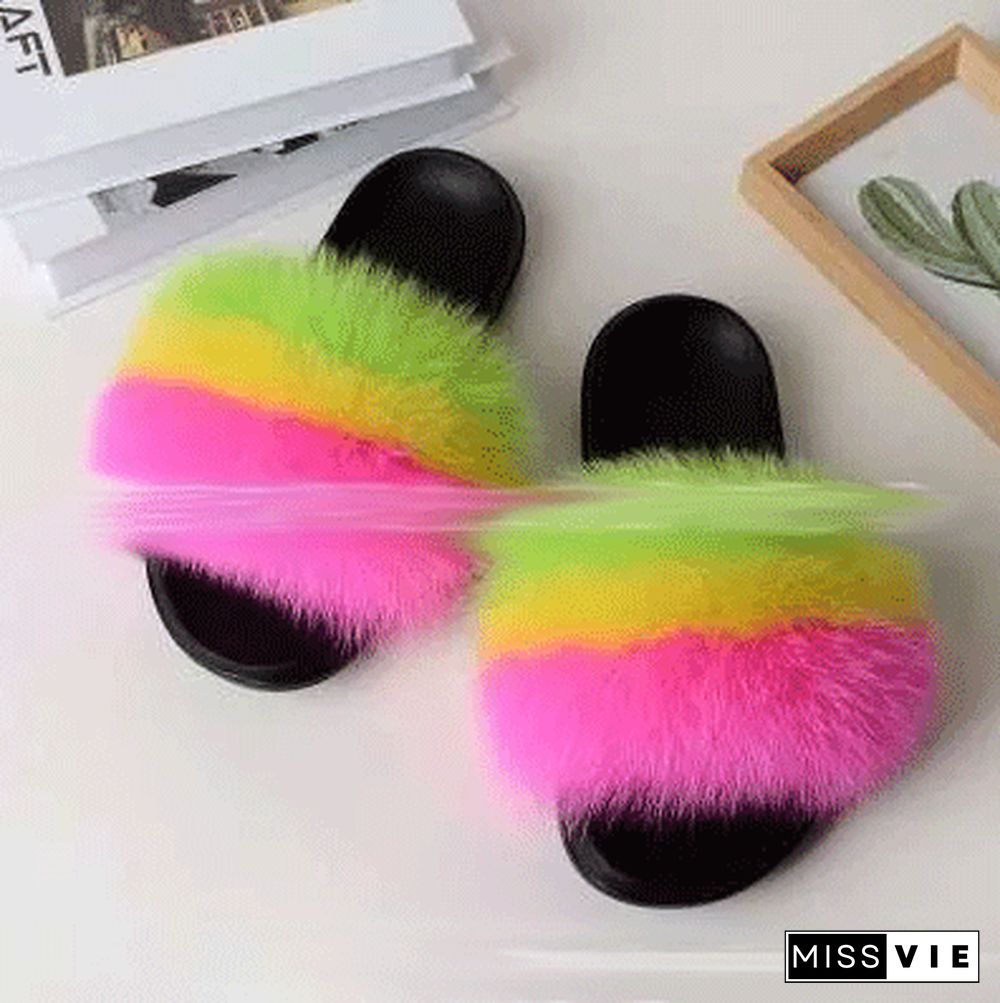 Furry Slippers Flat Half-drag Slippers