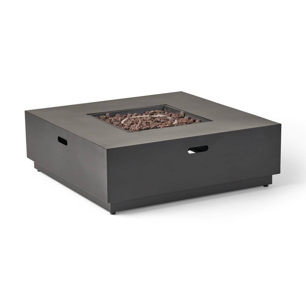 Noble House Reign Dark Gray Square Metal Fire Pit (No Tank Holder) 67262