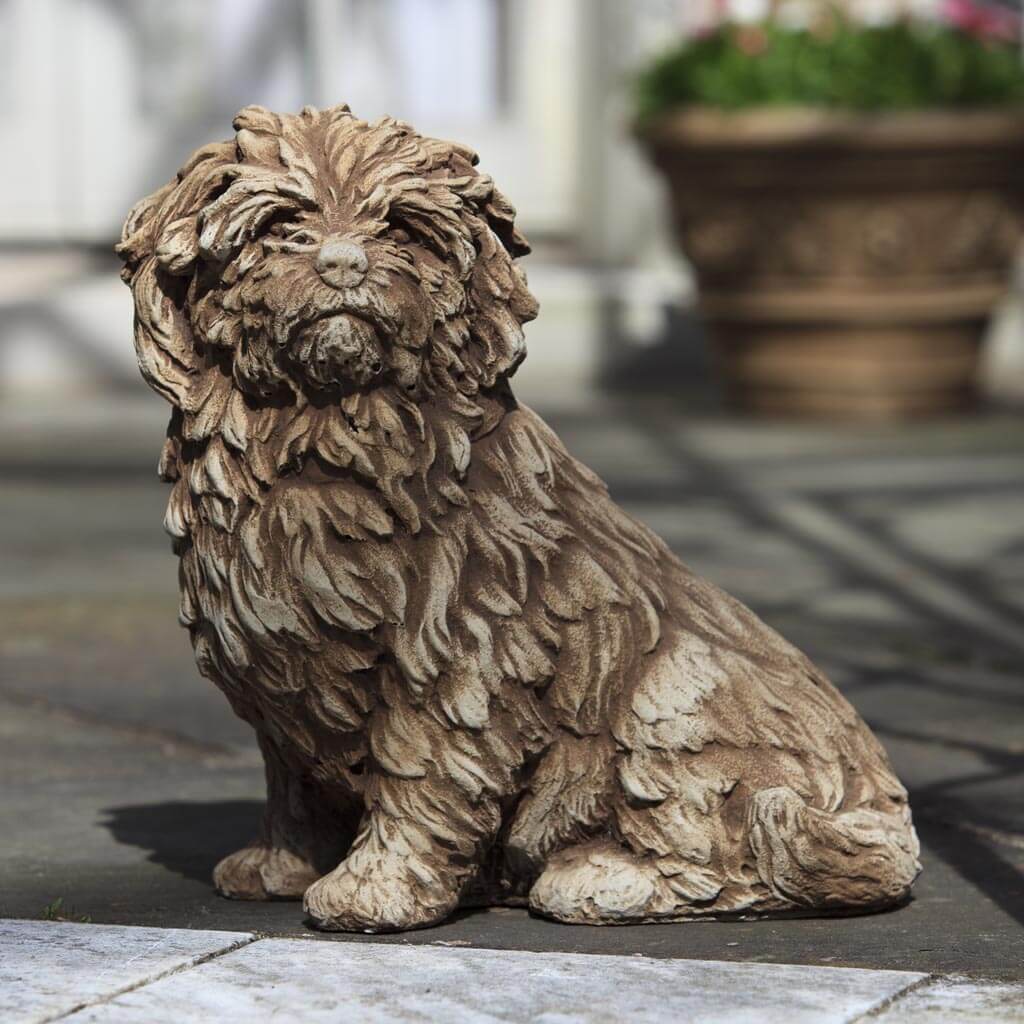 Campania International Fluffy Dog Garden Statue