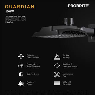 PROBRITE 400W Equivalent Bronze Outdoor Integrated LED Commercial High Output Area Light 13500 Lumens 4000K Dusk-to-Dawn GRD100-PC-4K-BZ