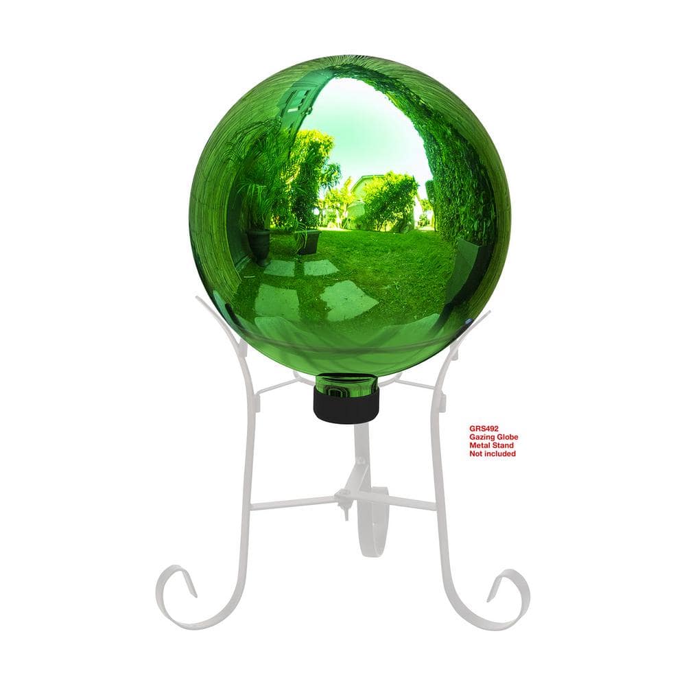 Alpine Corporation 10 in. Dia Indoor/Outdoor Glass Gazing Globe Festive Yard Decor, Green GLB292GN