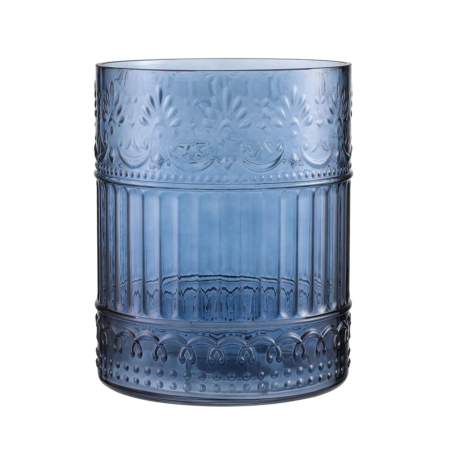 Whole Housewares Glass Bathroom Accessories Wastebasket - Decorative Trash Can