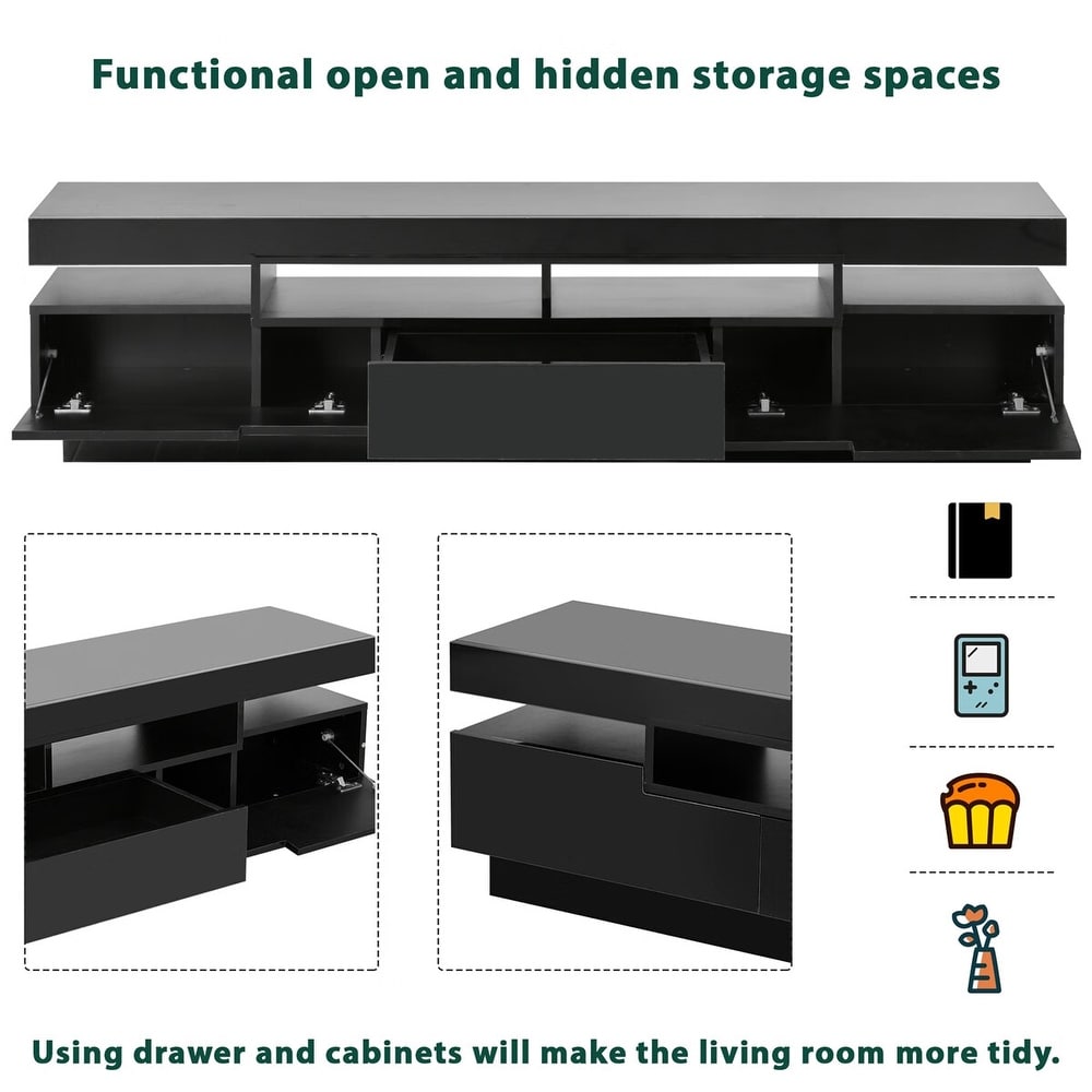 Merax Modern TV Stand with 4 Open Shelves for 75 Inch