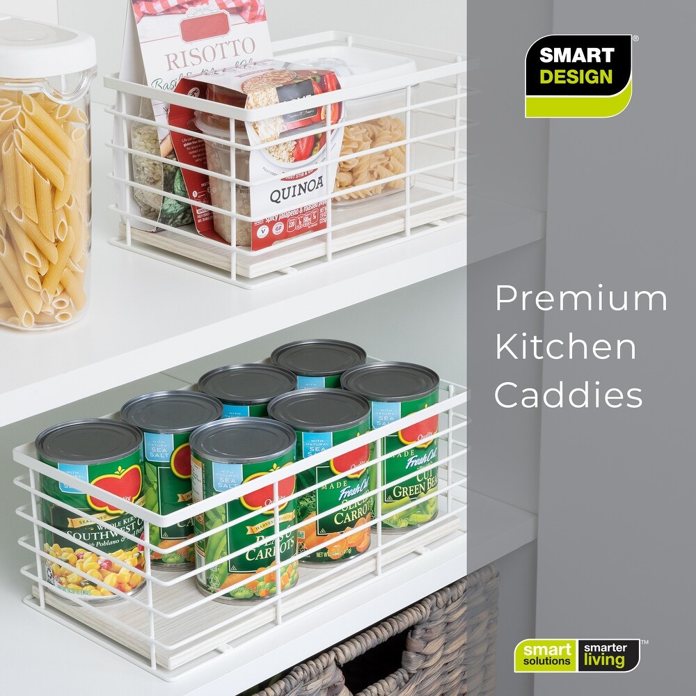 Smart Design Kitchen Caddy with Premium Wooden Accents  2 Pack