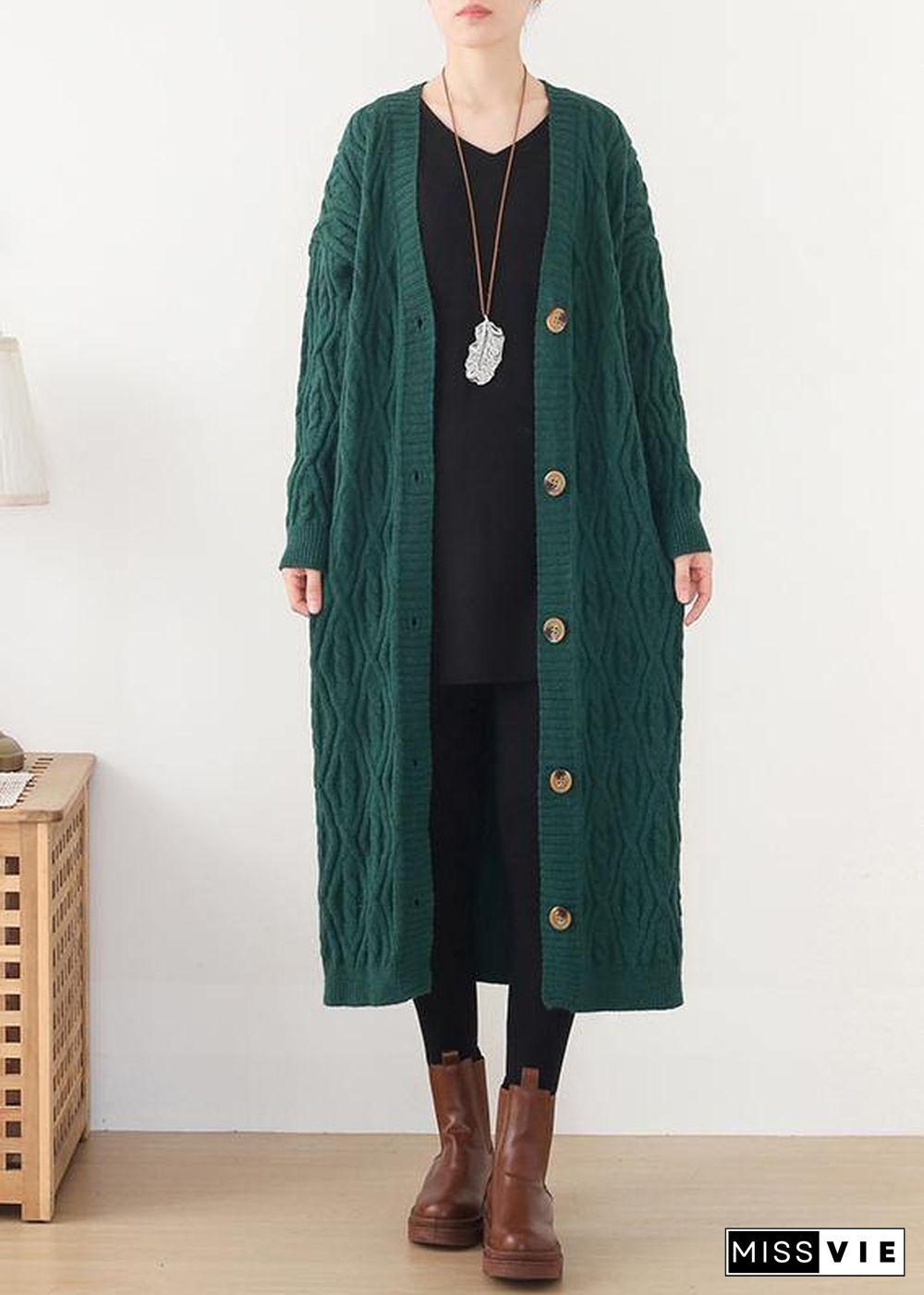 Cute spring knitwear fall fashion green wild sweater coat