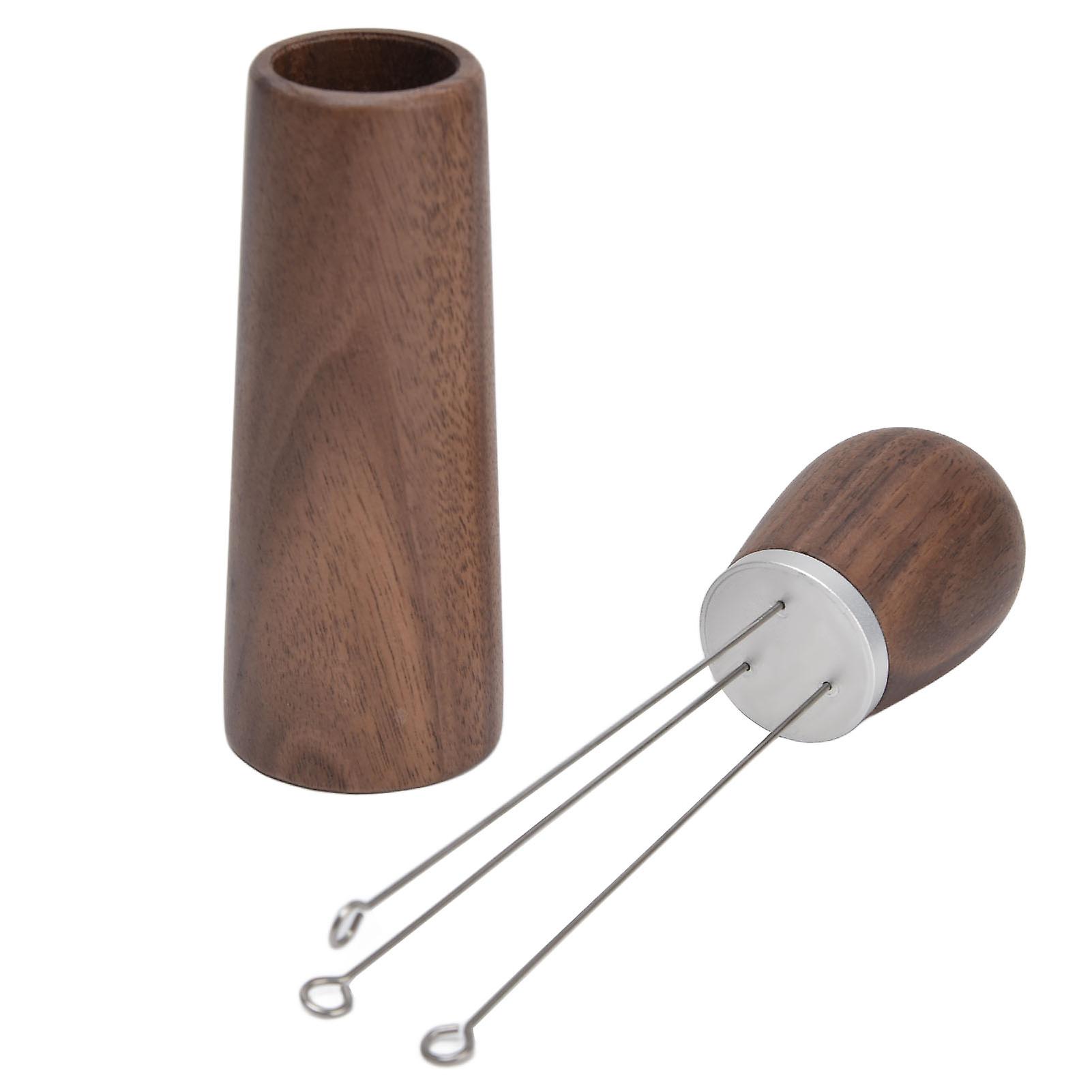 Needle Distributor Portable Coffee Powder Stainless Steel Stirring Tool With Wooden Handle