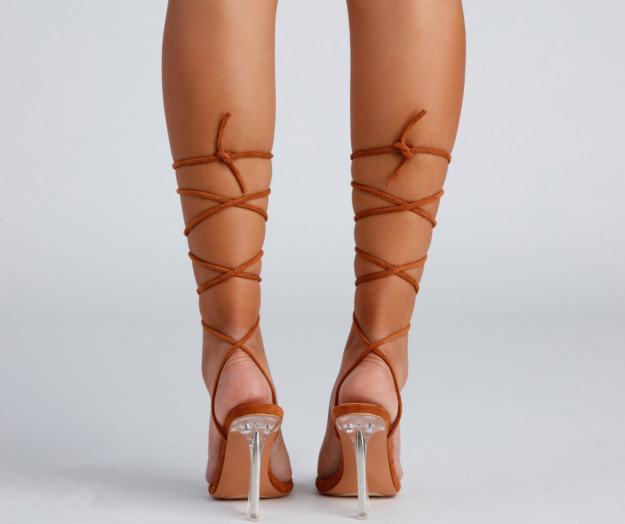 Clear Sign Lace-Up Lucite Heels