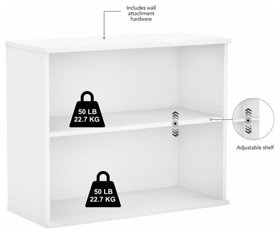 Bush Business Furniture Small 2 Shelf Bookcase in White   Engineered Wood   Bookcases   by Homesquare  Houzz