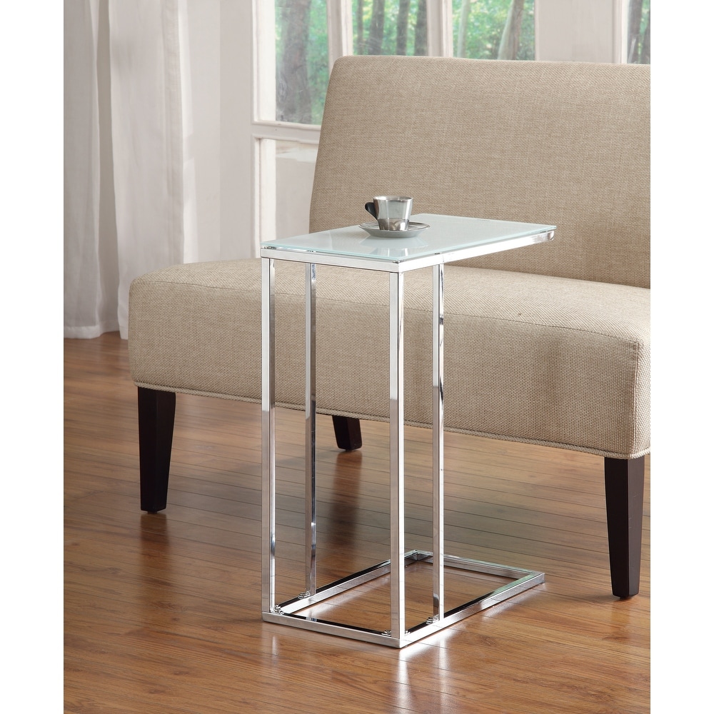 Coaster Furniture Stella Chrome and White Glass Top Accent Table