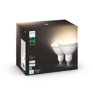 Philips Hue 100-Watt Equivalent PAR38 Smart Waterproof Soft White (2700K) Light Bulb (2-Pack) 577361