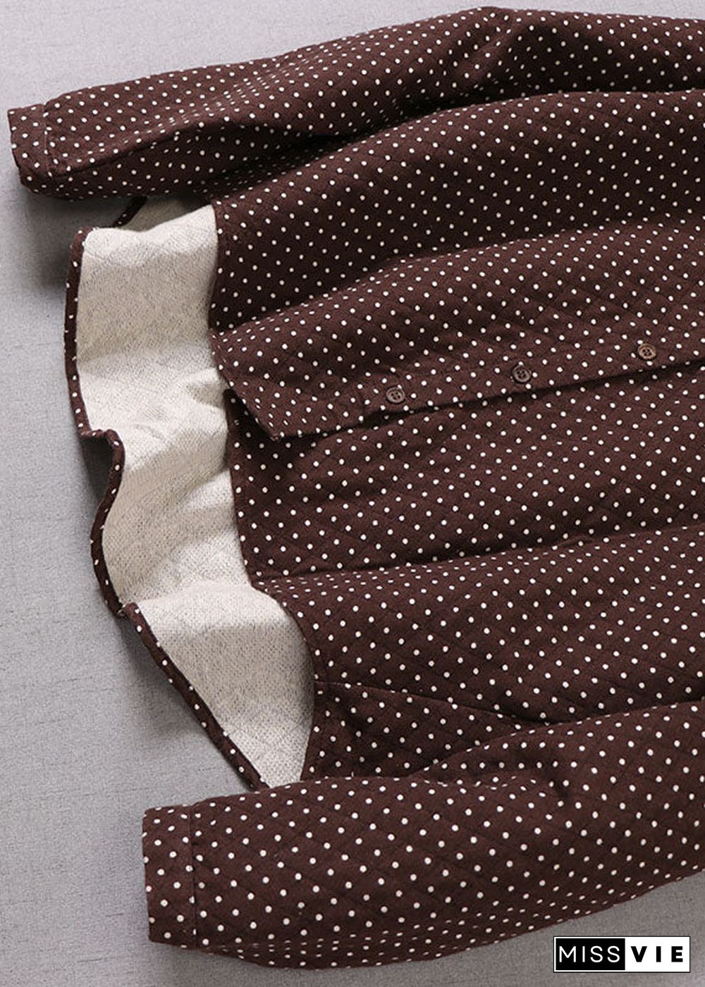 Natural Chocolate low high design Dot Cotton Shirts Winter