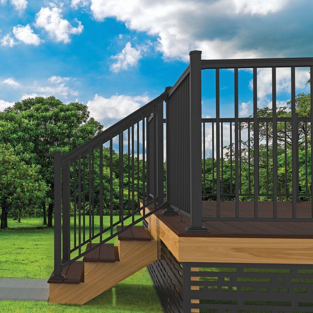 Barrette Outdoor Living VersaRail Classic 6 ft. x 36 in. Matte Black Aluminum Rail Stair Kit 73043029