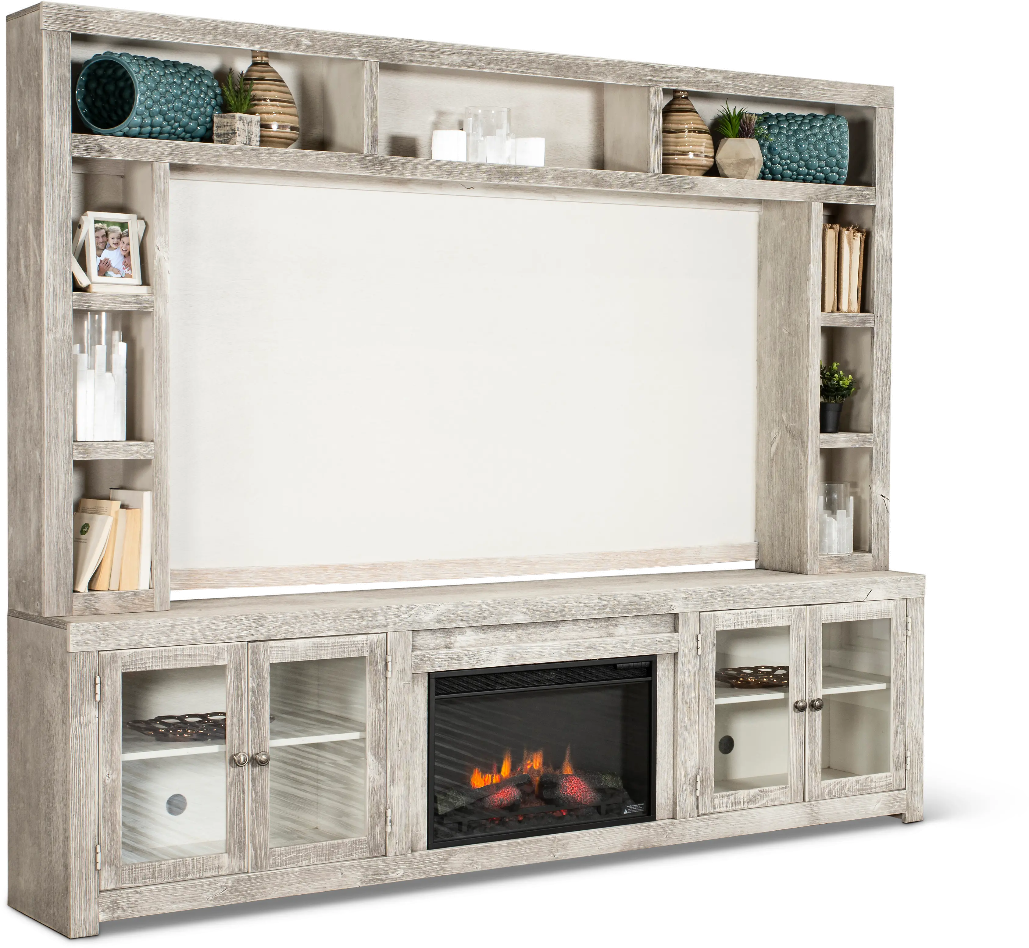 Avery Loft 97 Fireplace Entertainment Center with Hutch