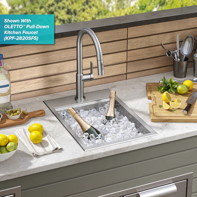 Kraus 4-Piece 15-in W x 9.375-in D x 22-in H Outdoor Kitchen Sink (KWT311-15-316)