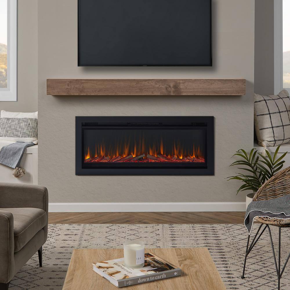 Real Flame 49 in. Wall-Mount Recessed Electric Fireplace Insert in Black 5555