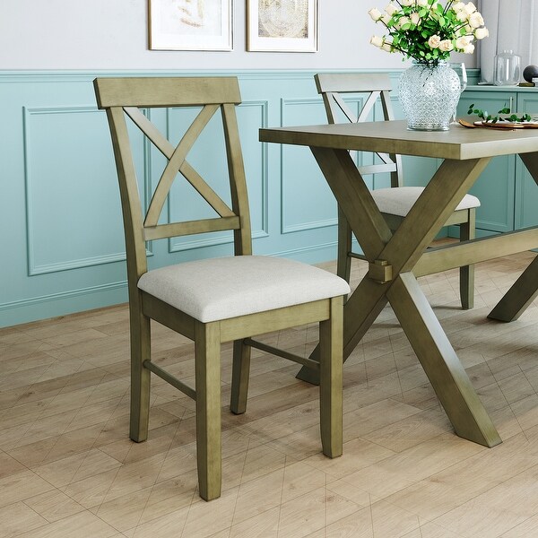 2-Piece Farmhouse Upholstered Dining Chairs