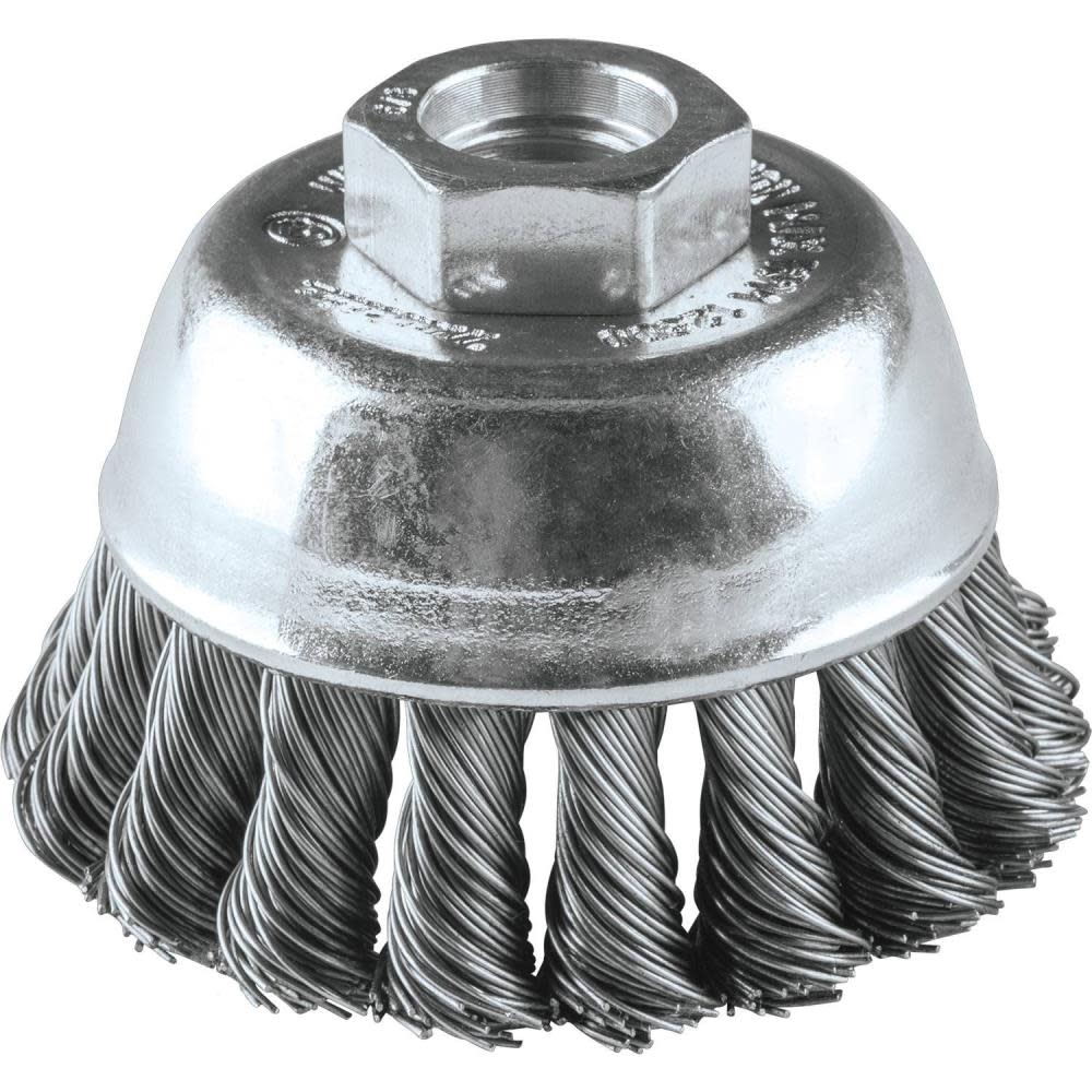 2-3/4 Knot Wire Cup Brush， Stainless， 5/8-11