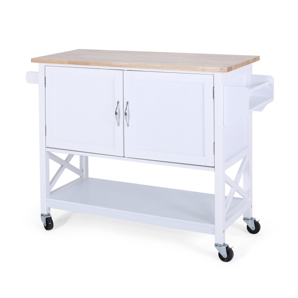 Finzer Farmhouse Kitchen Cart with Wheels by Christopher Knight Home   43.12\