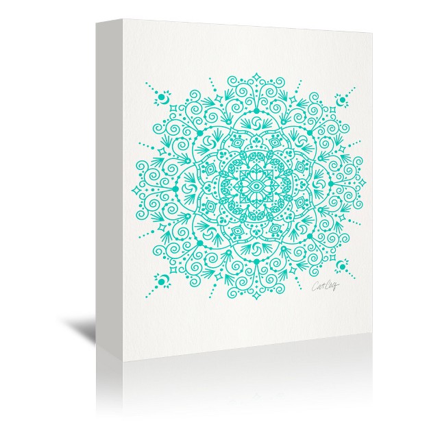 Americanflat Minimalist Moroccan Mandala Turquoise By Cat Coquillette Wrapped Canvas