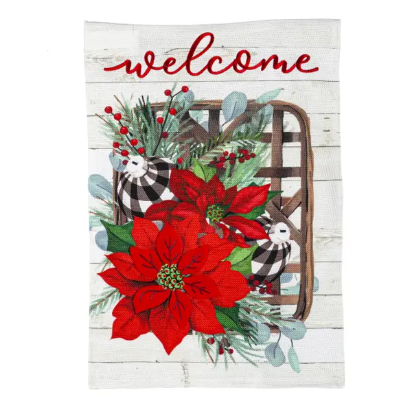 Evergreen Enterprises Poinsettia Basket Garden Flag