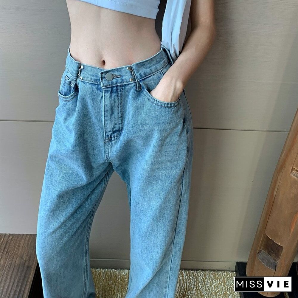 Woman Jeans High Waist Clothes Wide Leg Denim Clothing Blue Streetwear Vintage Quality Fashion Harajuku Straight Pants