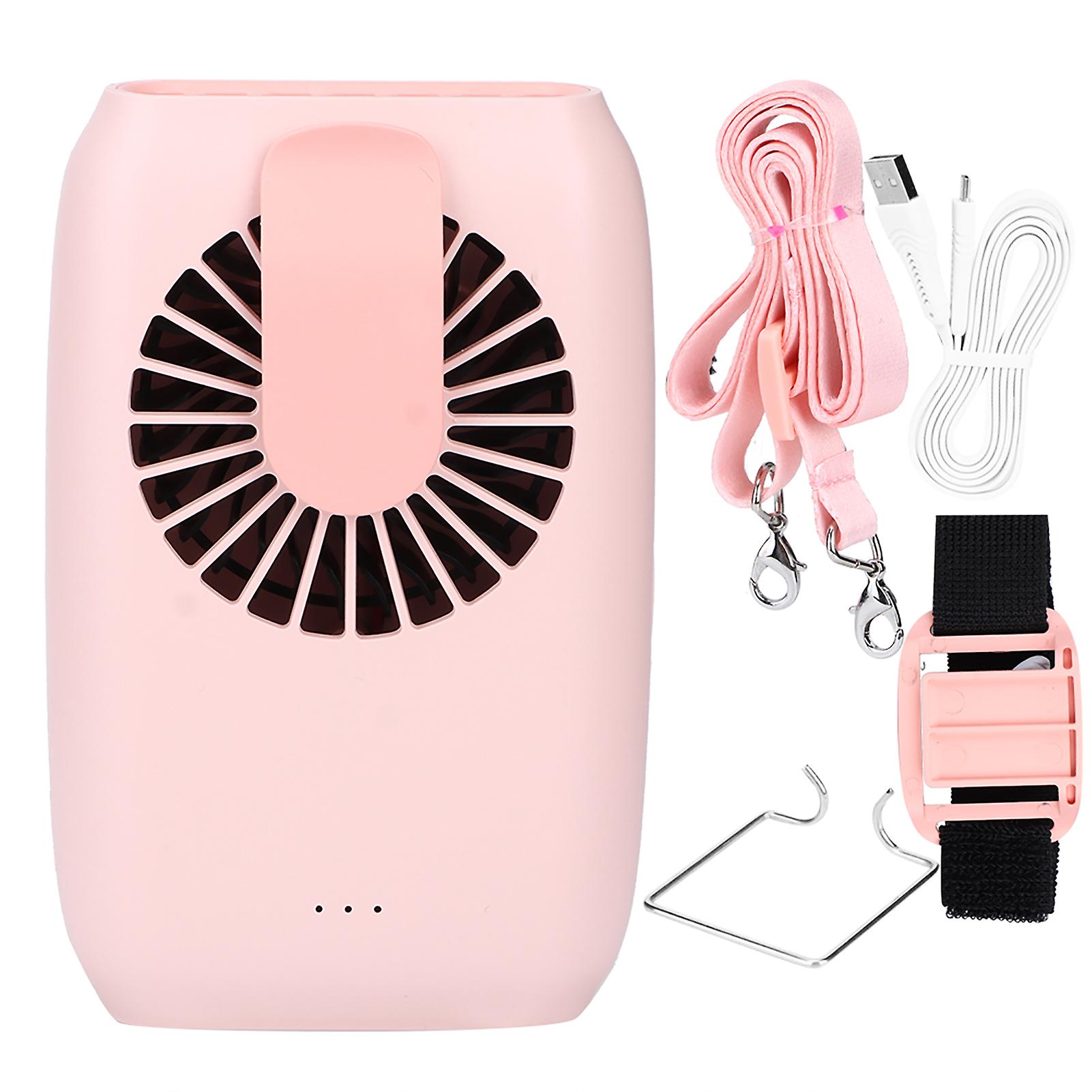 5v Usb Powered Portable Mini Fan Hanging Waist Wrist Desktop Fan For Home Outdoor Sportspink