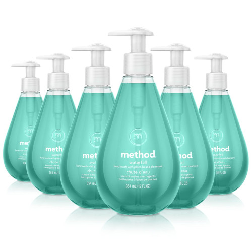 Method Gel Hand Wash， Waterfall， 12 oz Pump Bottle， 6/Carton (00379CT)