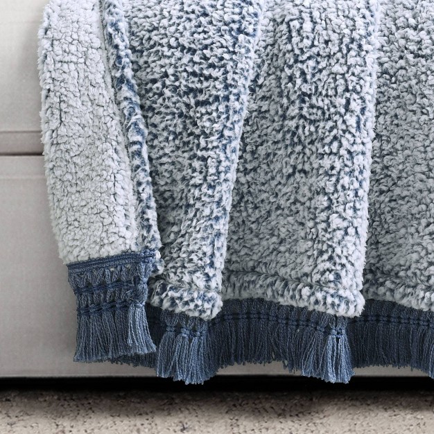 Faux Shearling Tassel Fringe Throw Blanket Lush D cor