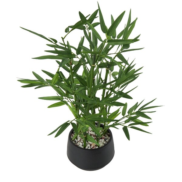 Green Faux Foliage Artificial Plant with Black Plastic Pot