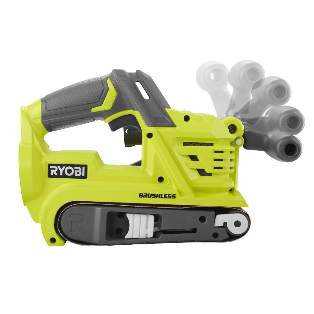 RYOBI ONE+ 18V Cordless 2-Tool Combo Kit with Brushless 3 in. x 18 in. Belt Sander  3-14 in. Planer w Dust Bag (Tools Only) P450-P611