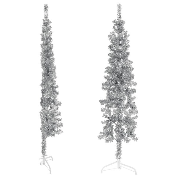 vidaXL Christmas Tree Decoration Slim Artificial Half Xmas Tree with Stand