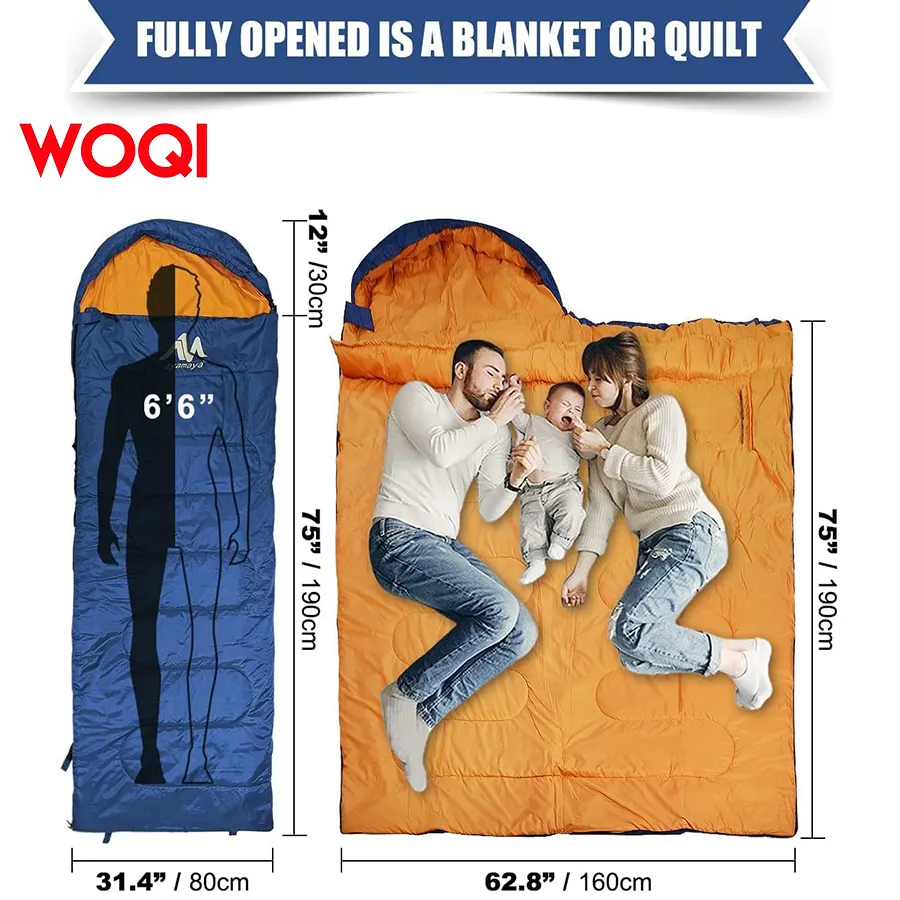 WOQI lightweight and small wearable sleeping bag with arm holes  suitable for cold weather hiking