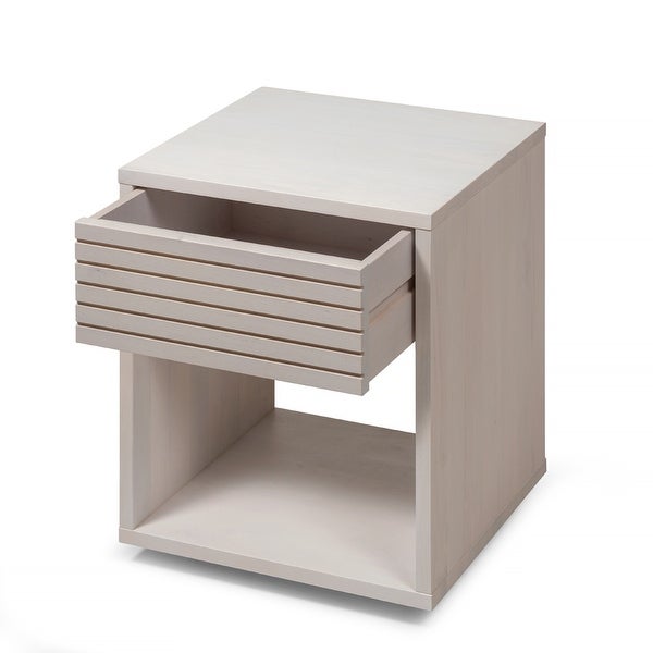 Nightstand set of 2 White Solid Birch Nightstand with a Drawer - - 36926295