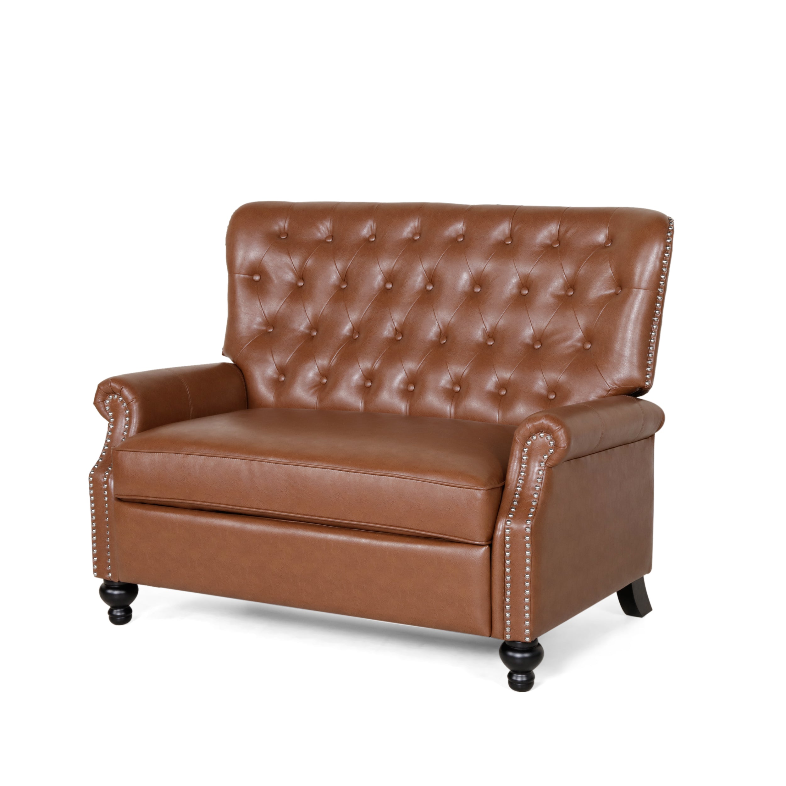 Belknap Contemporary Faux Leather Tufted Oversized Recliner with Nailhead Trim